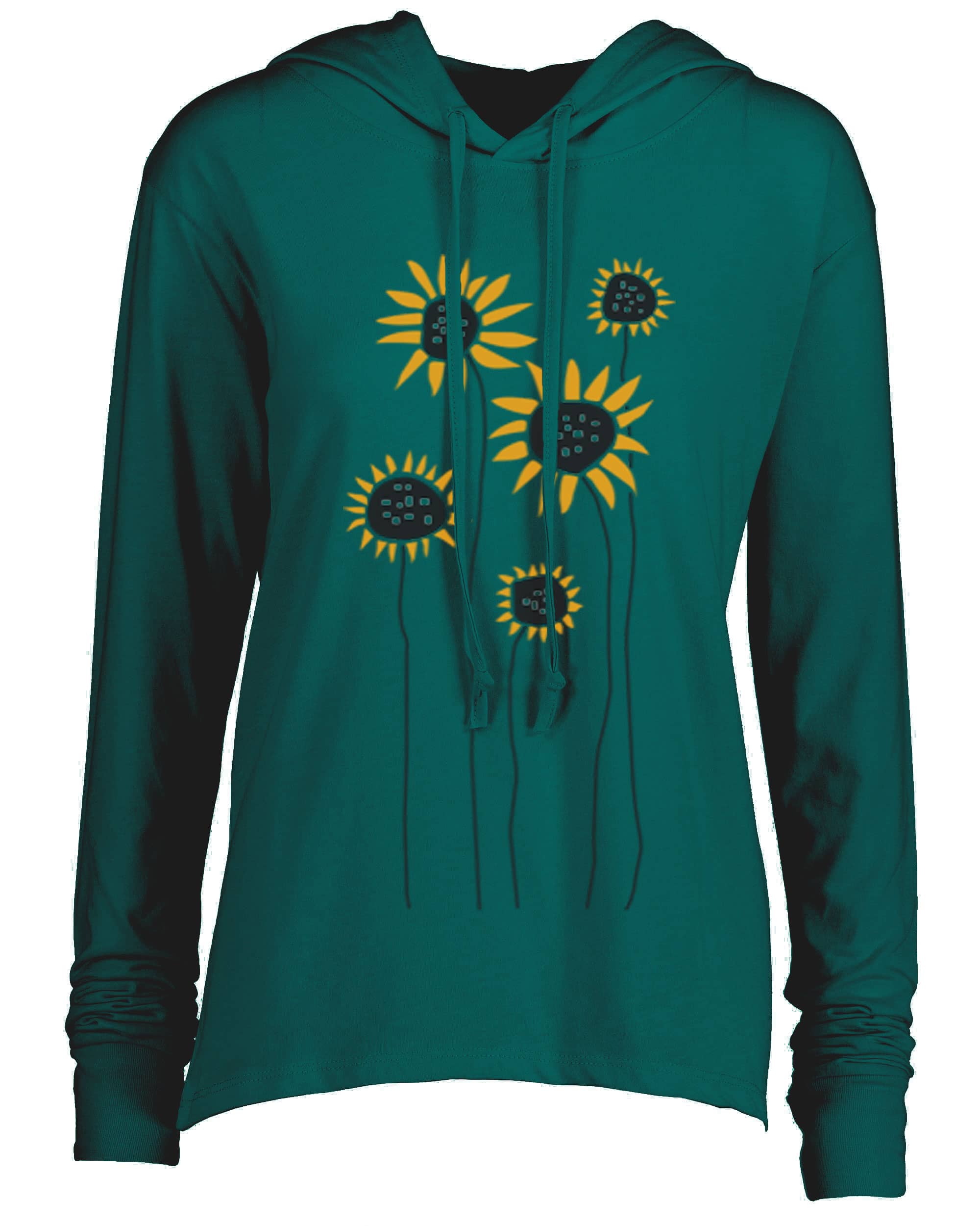 Long Sleeve Hooded T Sunflower Field (Multi on Alpine Green)