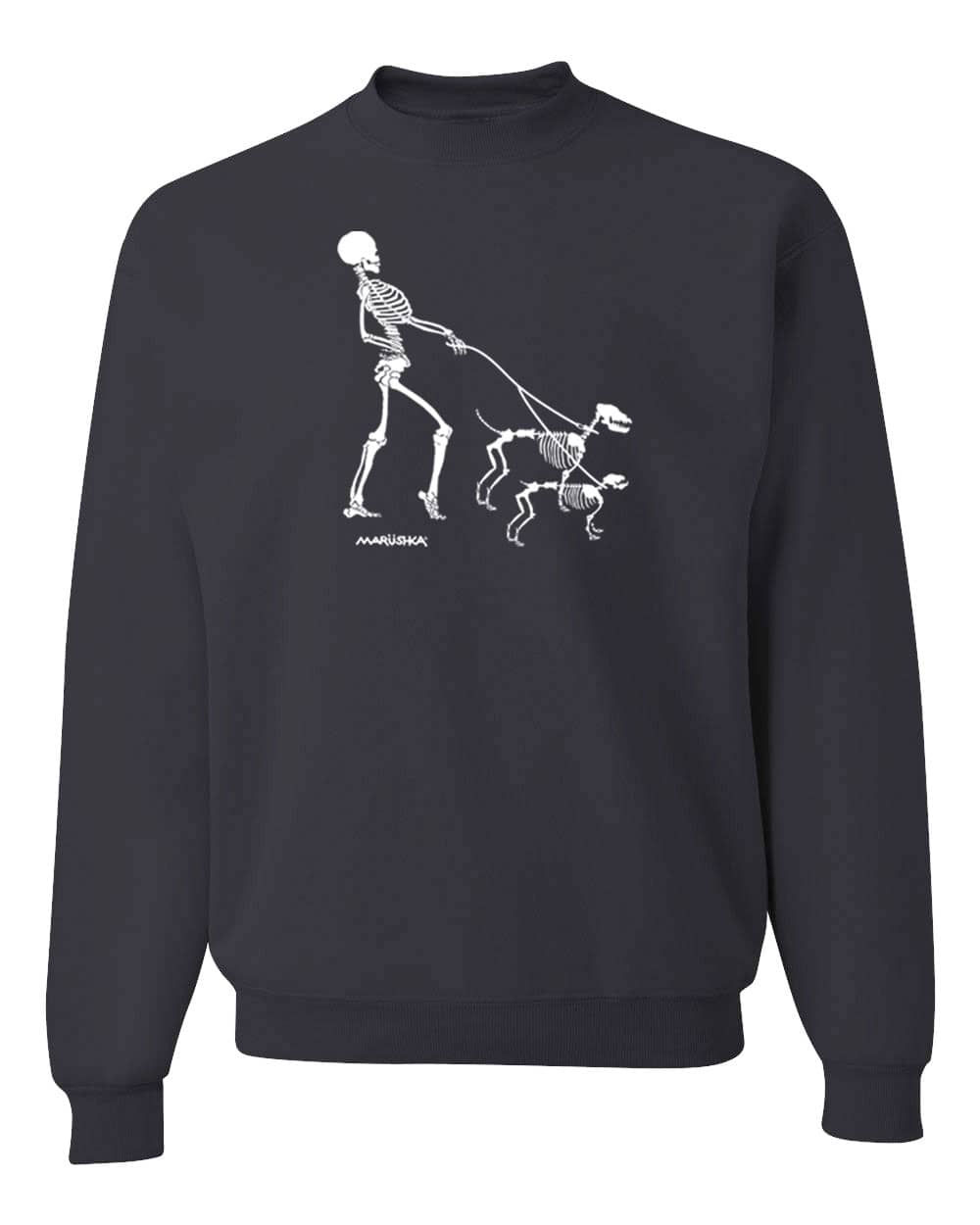 Crewneck Sweatshirt Skeleton Walk (White on Black)