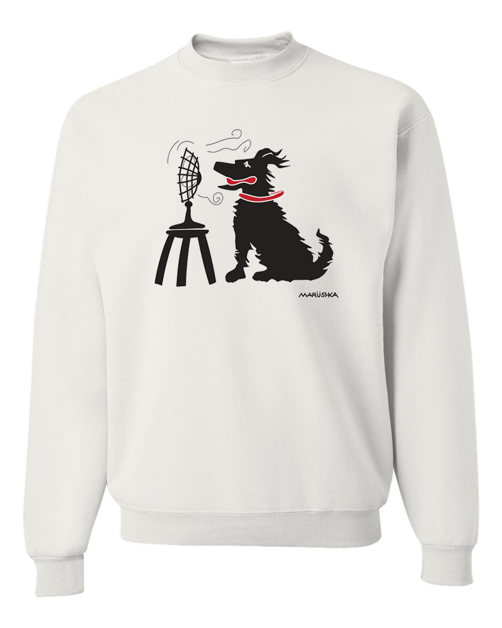 Crewneck Sweatshirt Dog Fan (Multi on White)