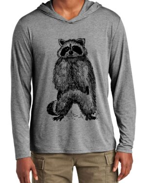 Tri Blend Long Sleeve Hooded T Raccoon