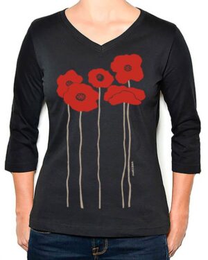 3/4 Sleeve Tee Poppies