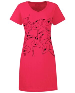 V Neck Dress Flamingos