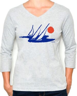 3/4 Sleeve Tee Boat Sun