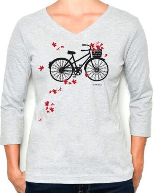 3/4 Sleeve Tee Bike Leaves