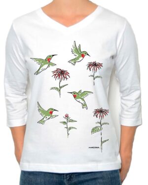 3/4 Sleeve Tee Hummingbirds