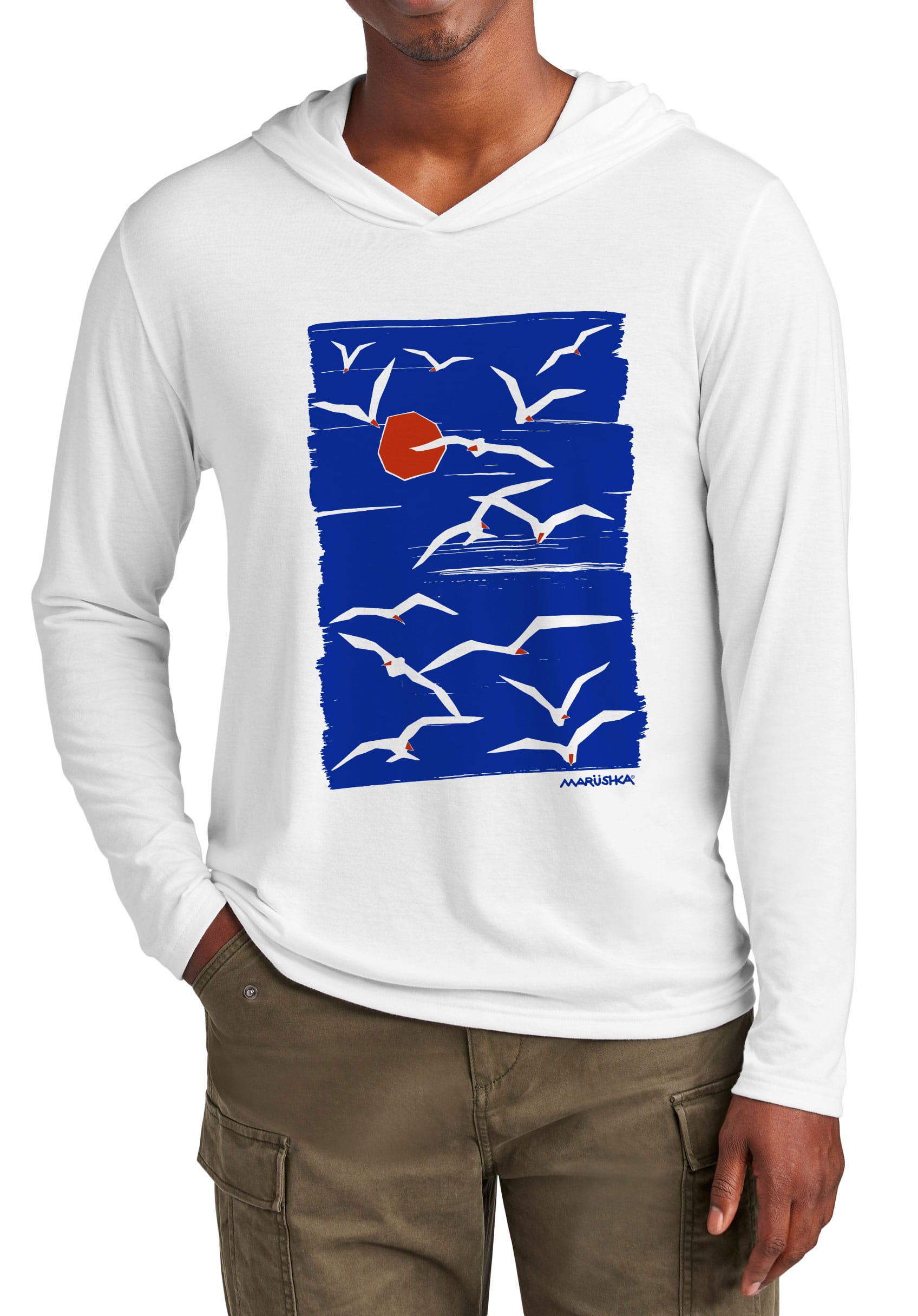 Tri Blend Long Sleeve Hooded T Sun Gulls