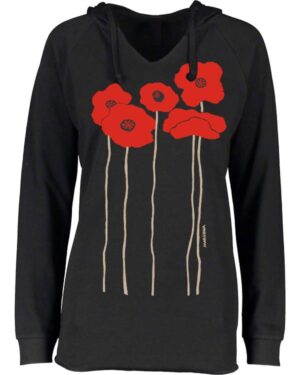Notch Neck Hoody Poppies