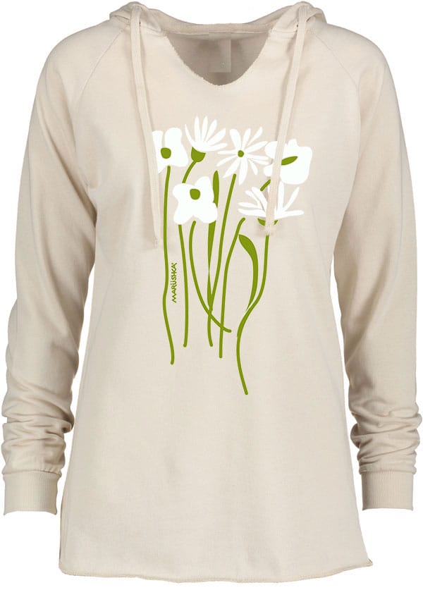 Notch Neck Hoody Flower Patch