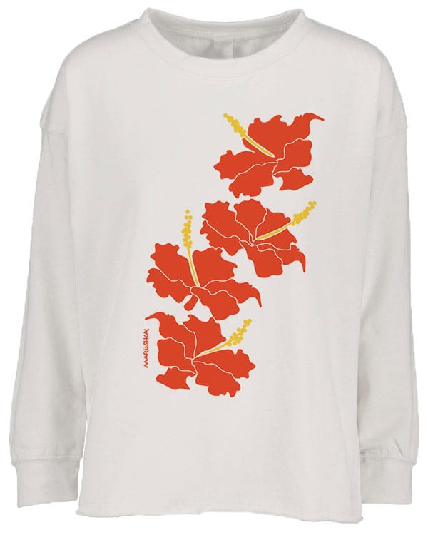 Drop Shoulder Crew Hibiscus