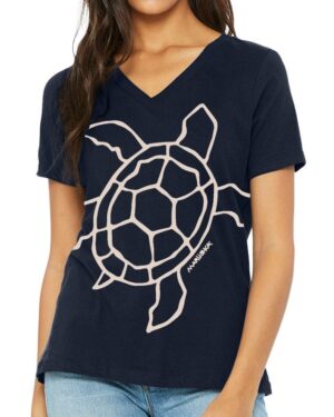 Relaxed V Neck Big Sea Turtle