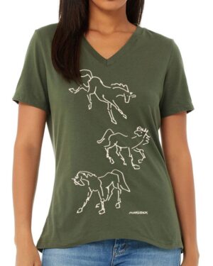 Relaxed V Neck Wild Horses