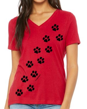Relaxed V Neck Paw Prints