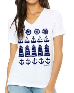 Relaxed V Neck Ships Ahoy