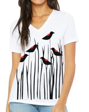 Relaxed V Neck Redwing Blackbirds