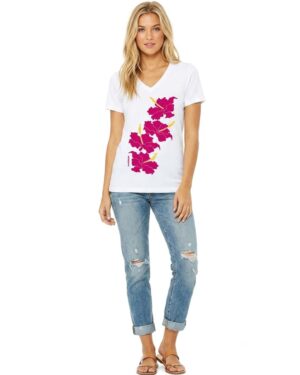Relaxed V Neck Hibiscus