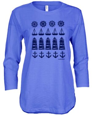 3/4 Slub Hi-Lo Ships Ahoy