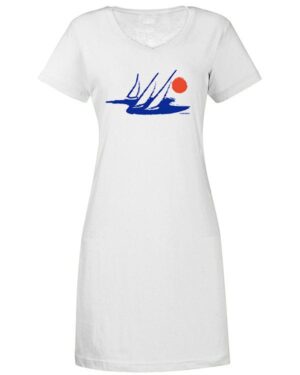 V Neck Dress Boat Sun