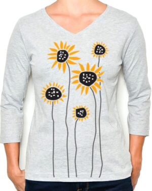 3/4 Sleeve Tee Sunflower Field
