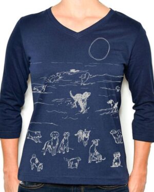 3/4 Sleeve Tee Beach Dogs