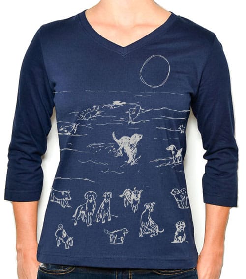3/4 Sleeve Tee Beach Dogs