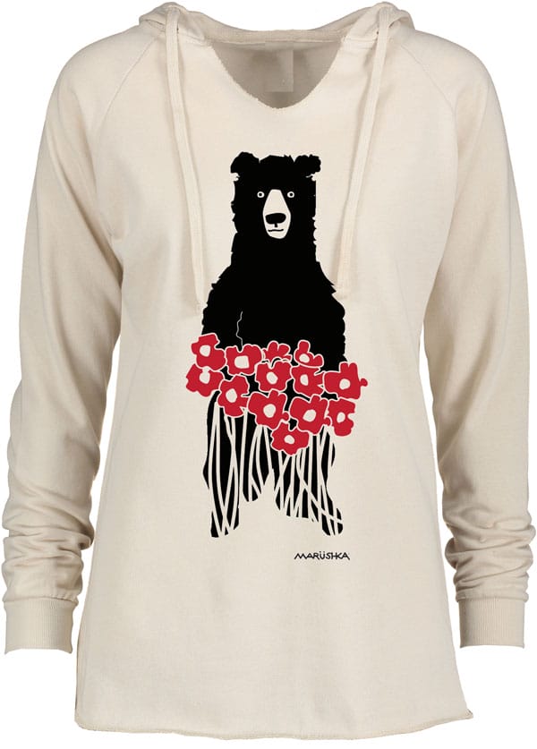 Notch Neck Hoody Bear Flowers