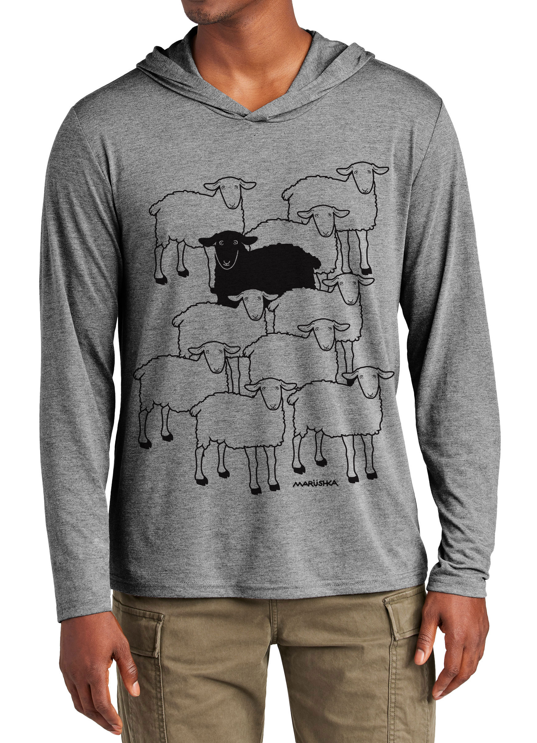 Tri Blend Long Sleeve Hooded T Black Sheep - Image 2