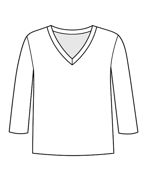 3/4 Sleeve V Neck