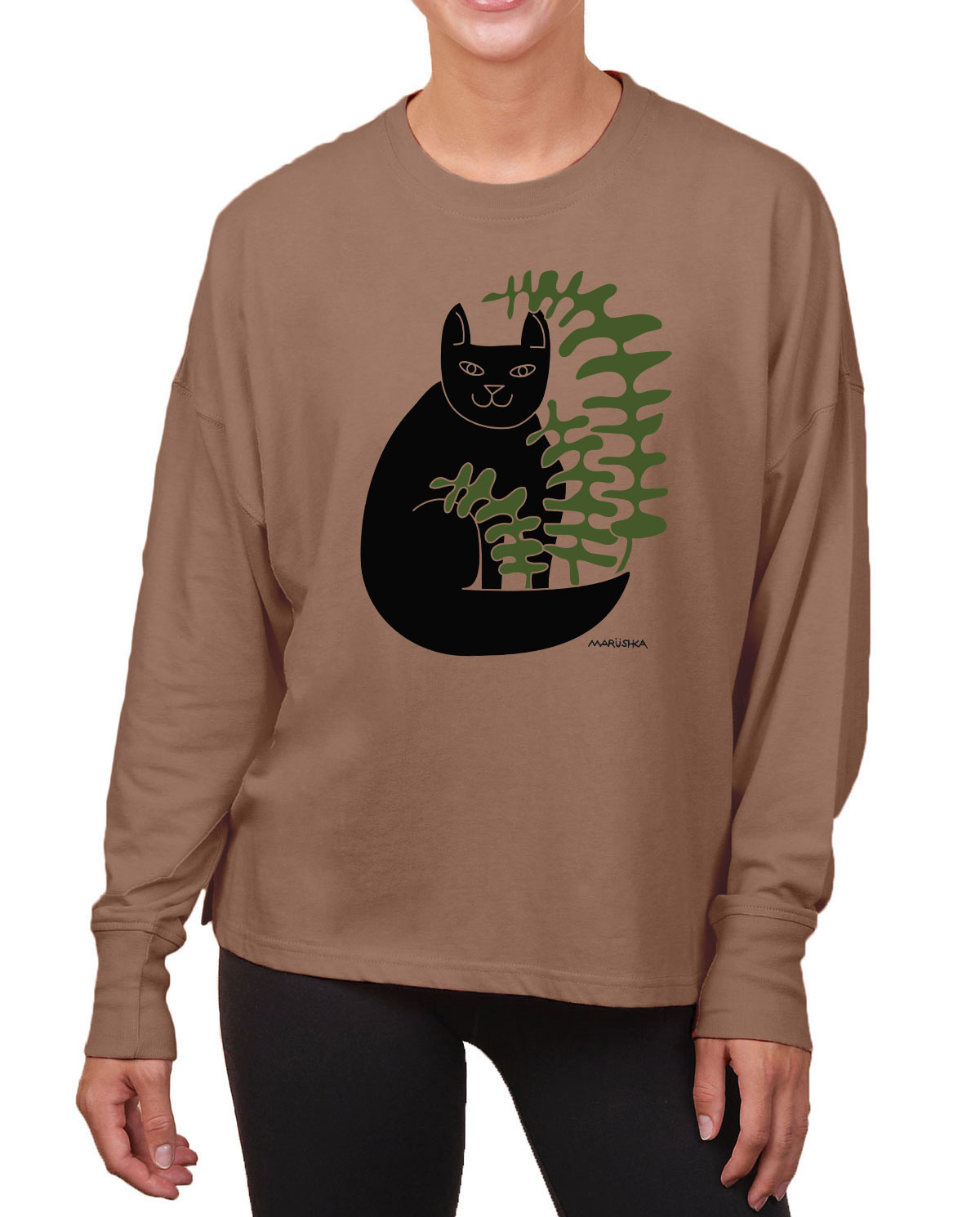 Boxy Long Sleeve Tee Cat Fern - Image 2