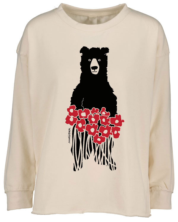 Drop Shoulder Crew Bear Flowers - Image 3