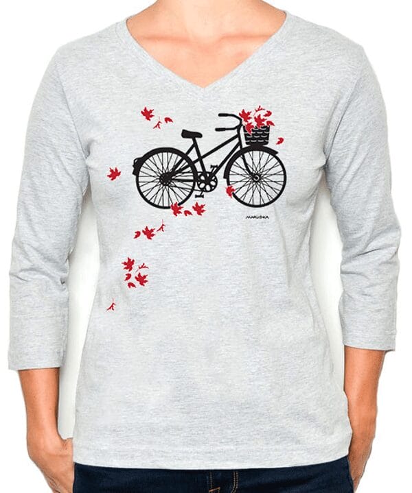 3/4 Sleeve Tee Bike Leaves - Image 3
