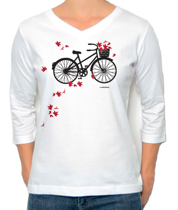 3/4 Sleeve Tee Bike Leaves - Image 2