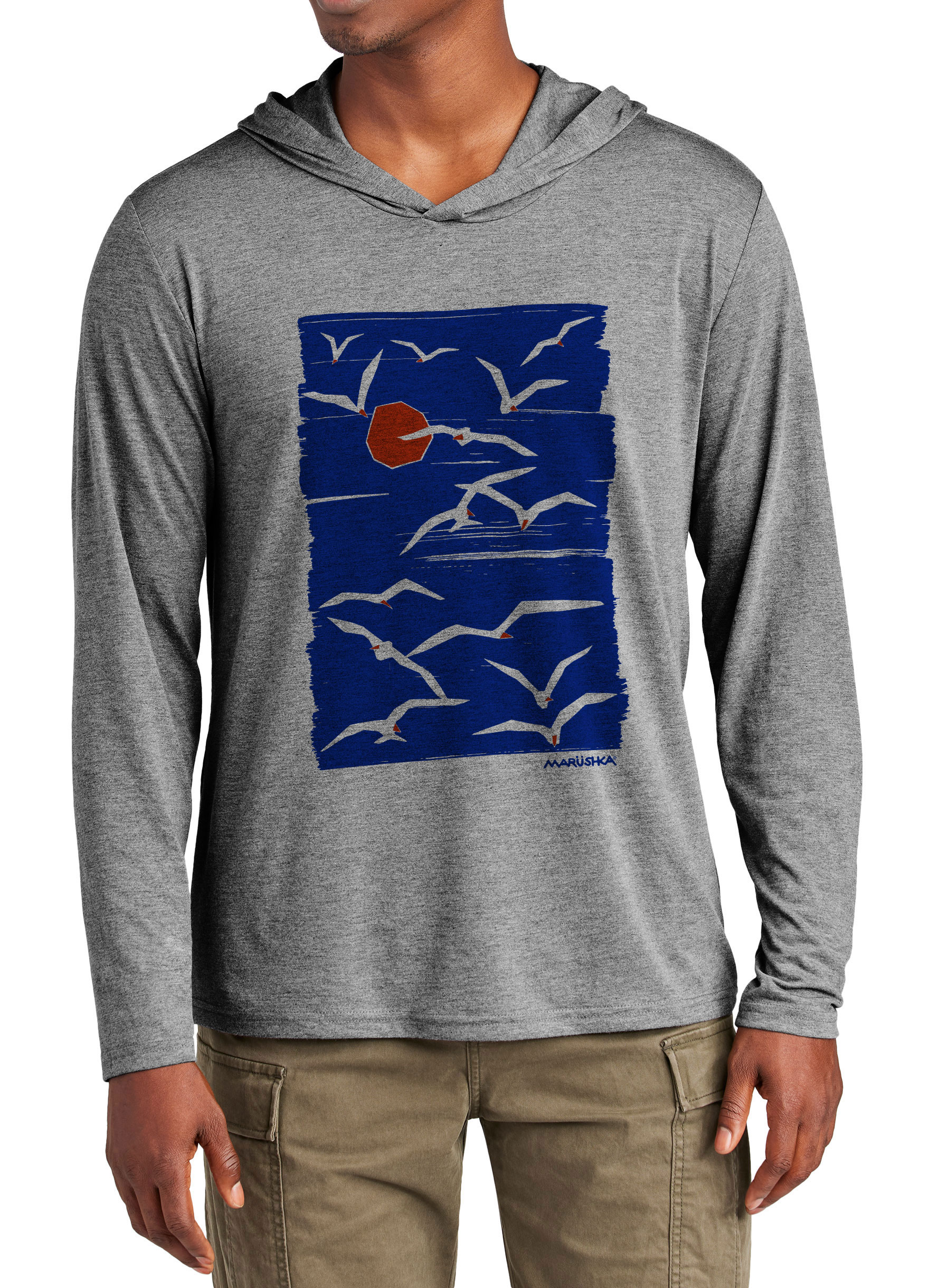 Tri Blend Long Sleeve Hooded T Sun Gulls - Image 3