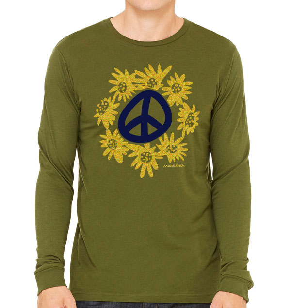 Long Sleeve T Peace Flowers - Image 2