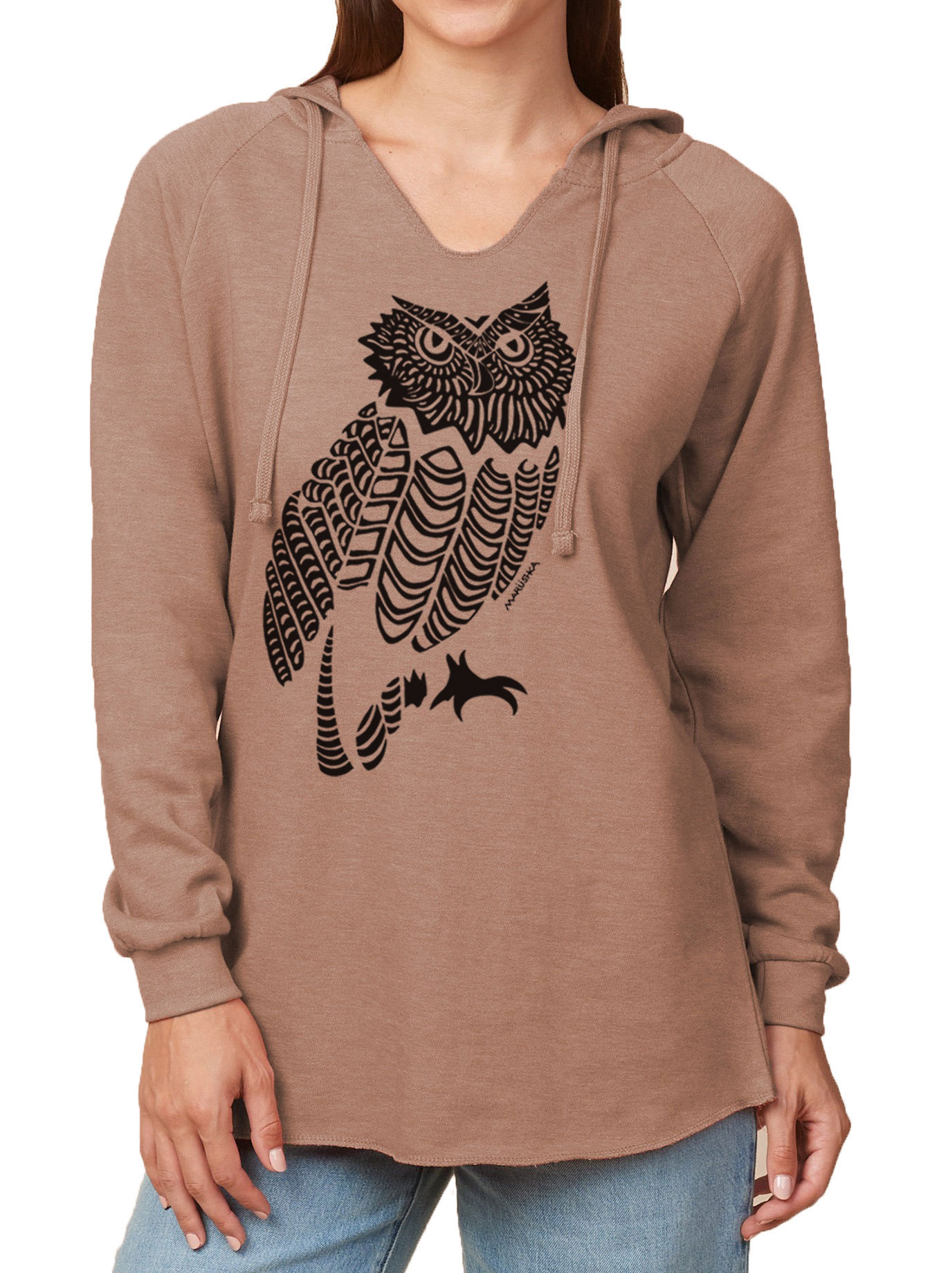 Notch Neck Hoody Owl - Image 2
