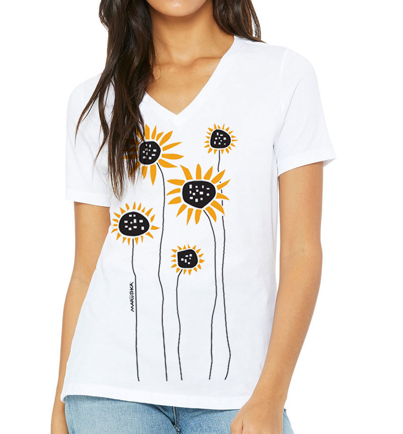 Relaxed V Neck Sunflower Field - Image 2