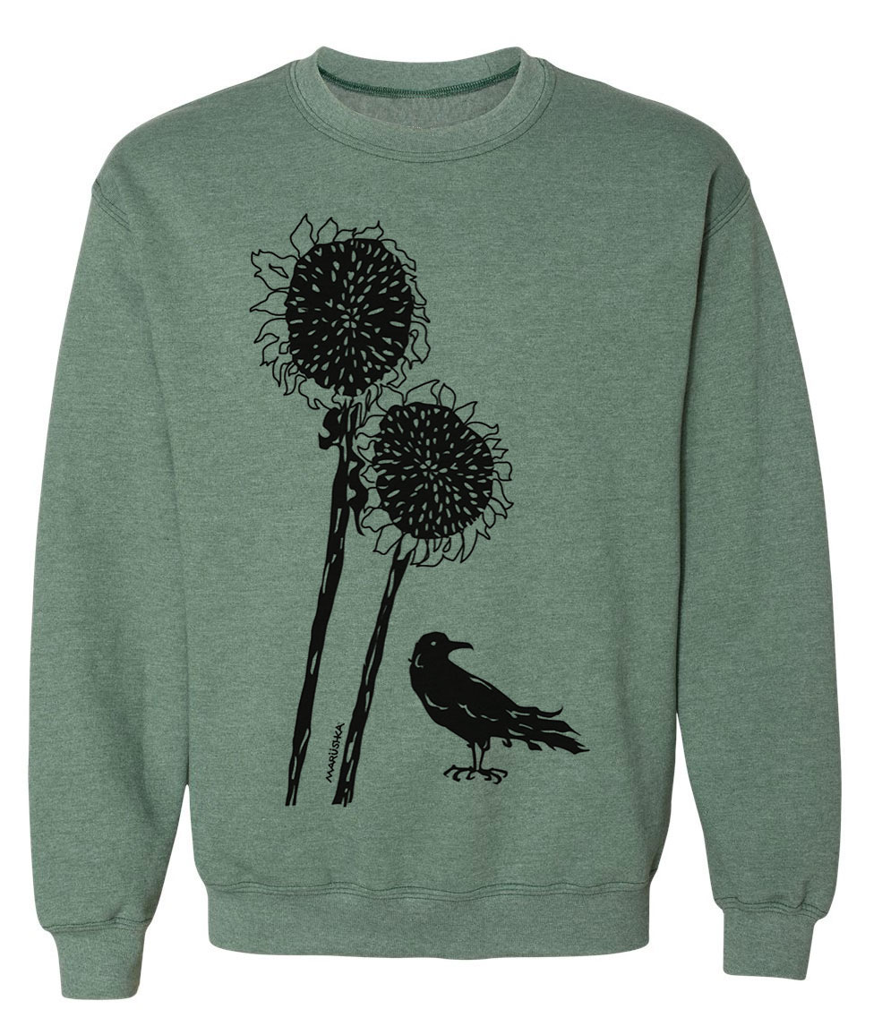 Crewneck Sweatshirt Sunflower Crow - Image 4