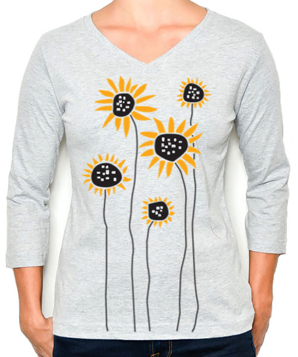 3/4 Sleeve Tee Sunflower Field - Image 2
