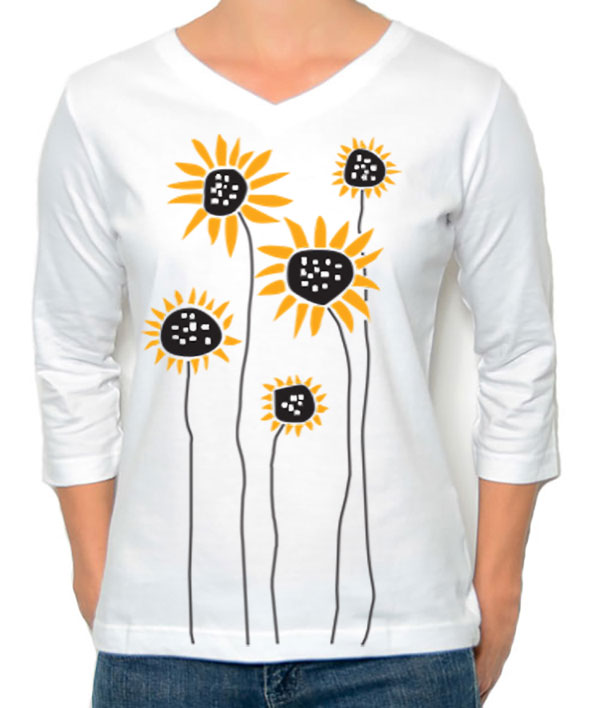 3/4 Sleeve Tee Sunflower Field - Image 3