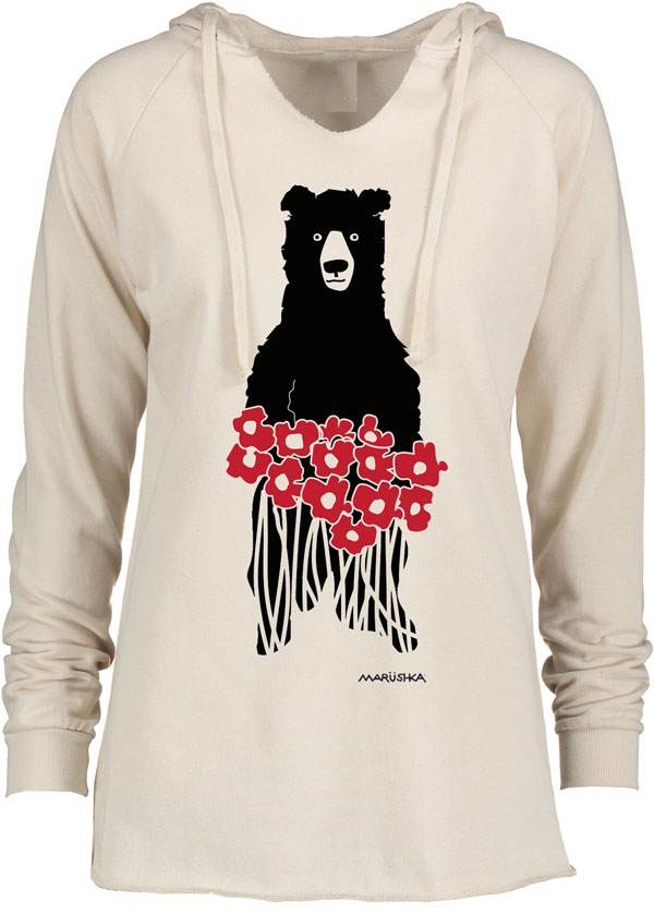 Notch Neck Hoody Bear Flowers - Image 4