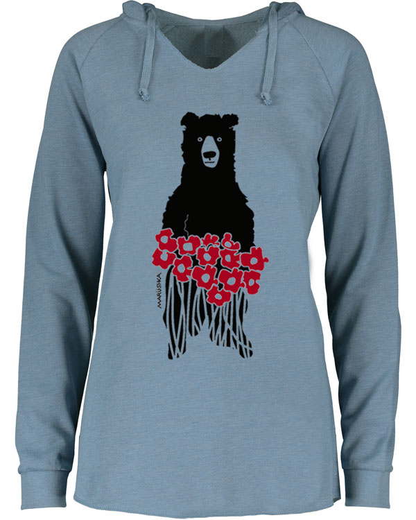 Notch Neck Hoody Bear Flowers - Image 3