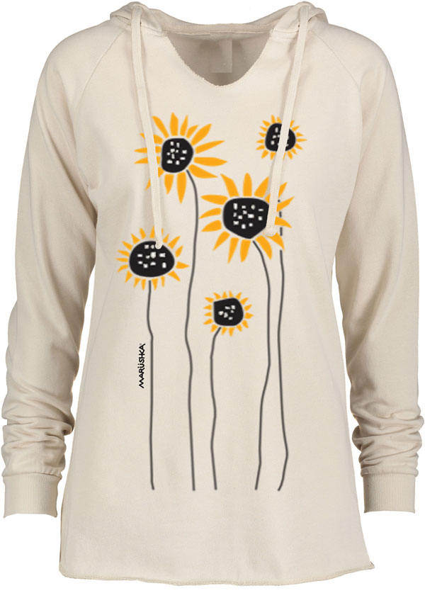 Notch Neck Hoody Sunflower Field - Image 4